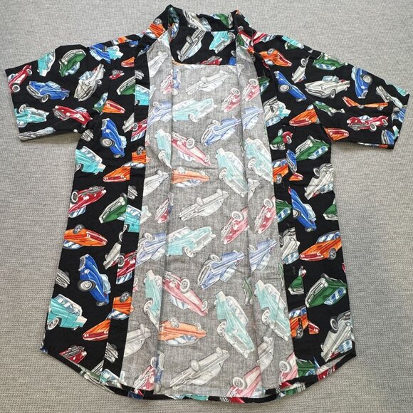 Vintage Classic Cars Handmade Mens Button Up Shirt Black Short Sleeve Size XL? - Picture 4 of 16